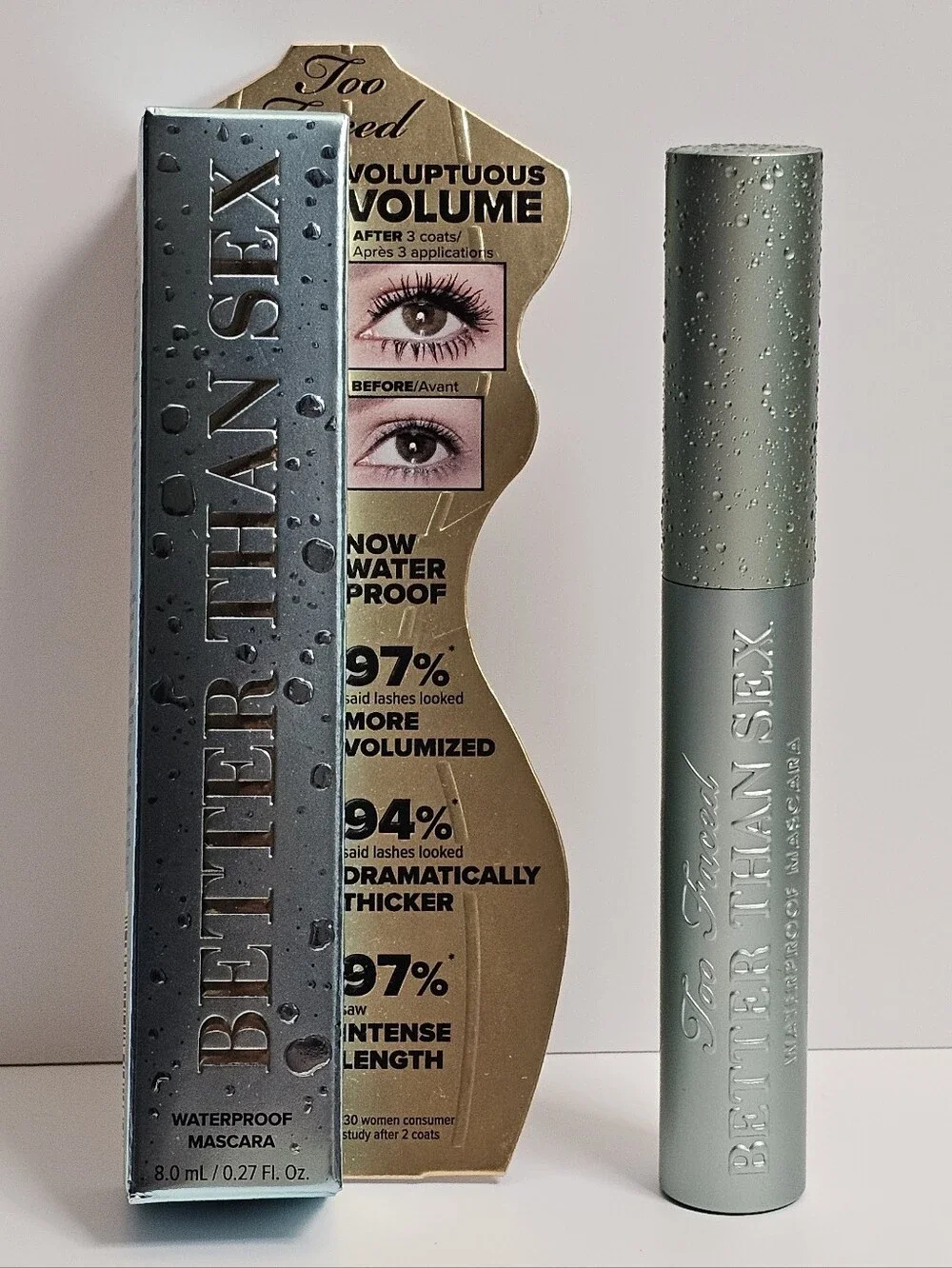 Too Faced Better Than Sex Waterproof Mascara eye makeup cosmetics NEW NIB